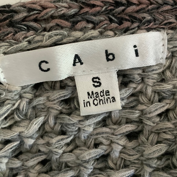 Cabi Crochet Knit Mixed Stitch Grey Brown Cardigan Shawl Cotton Sweater SZ S - Picture 9 of 14